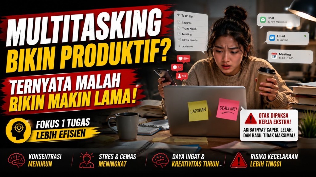 🧠 MERASA MAKIN PRODUKTIF KARENA MULTITASKING? TERNYATA BISA BIKIN KERJAAN MAKIN&nbsp;LAMA!