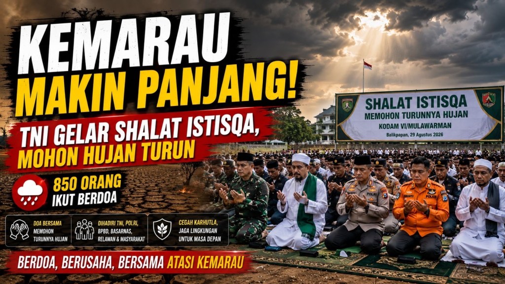 KEMARAU MAKIN PANJANG, TNI DAN WARGA GELAR SHALAT ISTISQA: BERHARAP HUJAN SEGERA&nbsp;TURUN!